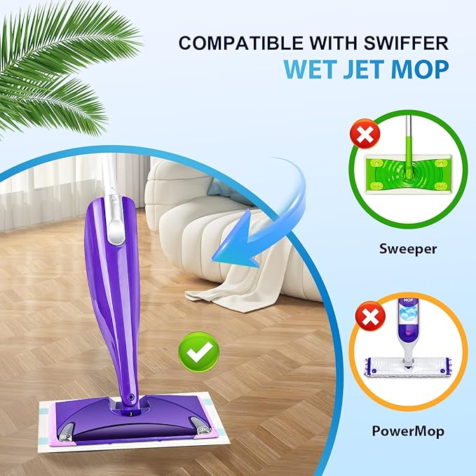 60 Count Wet Pads Refill for Swiffer Wet Jet Spray Mop - Wet Jet PadsMade of high-end Cotton5X Highly Absorbent Suitable for All Floor Surfaces Deep Cleaning of Stubborn Stains