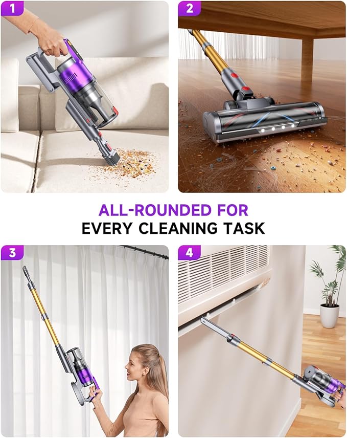 Cordless Vacuum Cleaner 680W 55kPa Vacuum Cleaners for Home Up to 75Mins Cordless Rechargeable Vacuum Cleaner Anti-Tangled Vacuum Cleaner 1.8L for Hardwood FloorCarpetsPet Hair Nova G8