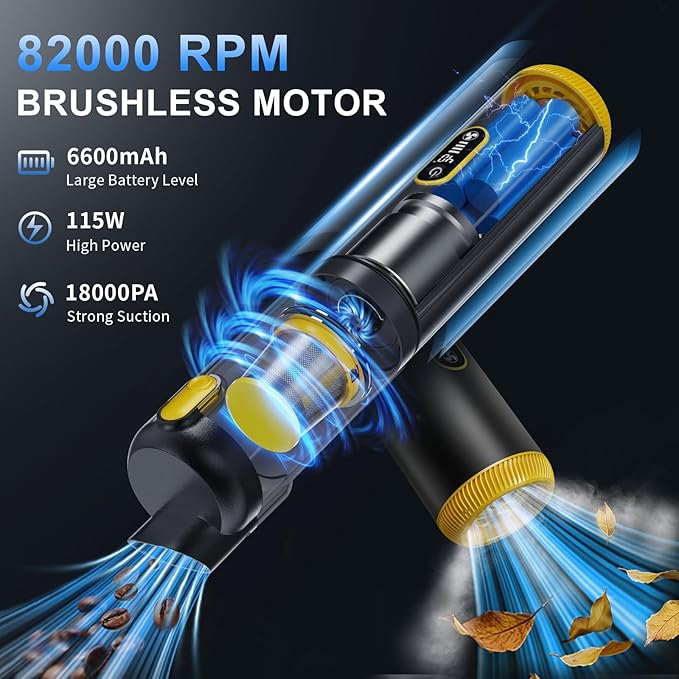 SEEDUSTRY Handheld Car Vacuum Portable Cordless 6-in-1 Mini Cordless Vacuum Cleaner with Brushless Motor &amp 18000Pa Powerful Suction Type-C Charge 2025 Mini Vacuum V-C08 Pro for Car Home Office