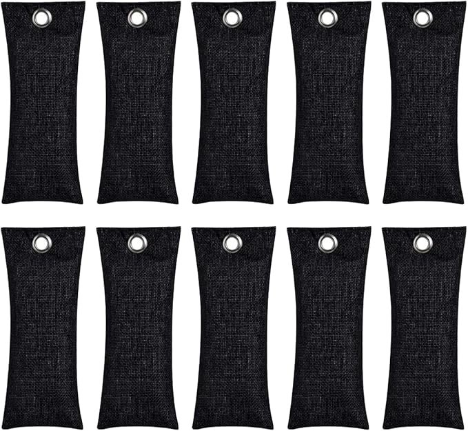 10PCS Activated Bamboo Charcoal Air Purifying Bag Air Freshener Bag Moisture Absorber for Refrigerator Home Car Black