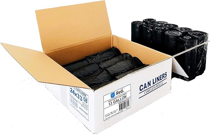 Reli. 33 Gallon Trash Bags (250 Bags) &amp 13 Gal Trash Bags (1000 Bags)
