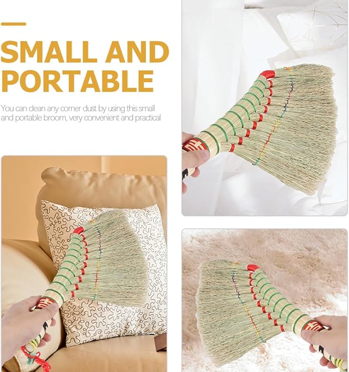 Handmade Woven Hand Broom Large Handle Duster for Indoor Sweeping Bedroom Bed Cleaning Household Use Random Color