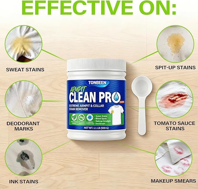 Oxygen Laundry Powder Sweat &amp Deodorant Armpit Stain Remover for Clothes Hyper Concentrated &amp Suitable for Multi-Stain Yellow Oil Spot Tough Stain Build Up Remover Gentle On Fabrics - 500g