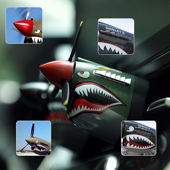 P-40 Warhawk Creative Propeller Car DecorP-40 Warhawk Car Air Freshener Vent ClipLong Lasting Odor Eliminator Shark Nose Style Air Freshener Clip for Most Air Vents Men's Car Accessory (mix)