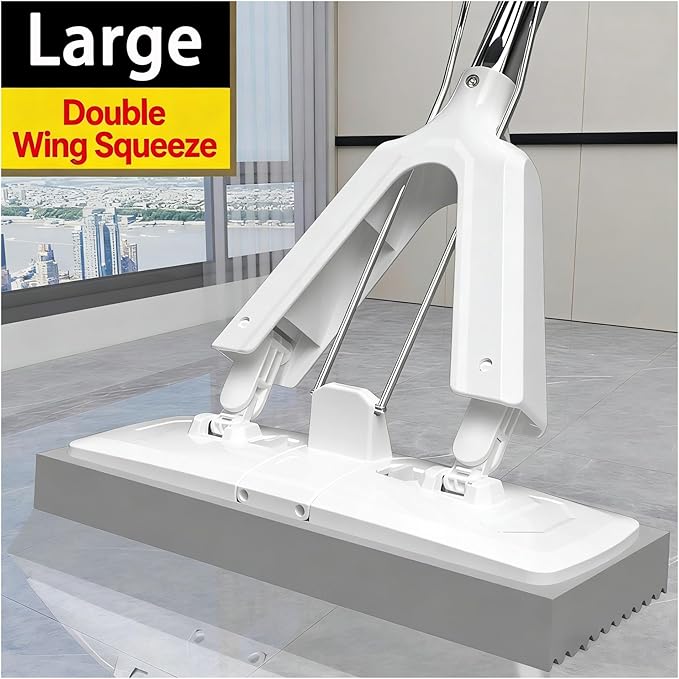 Squeezing Self-Draining Sponge Mop Water-Absorbing Roller Foam with Reusable Head Household Floor Cleaning Tool(C)