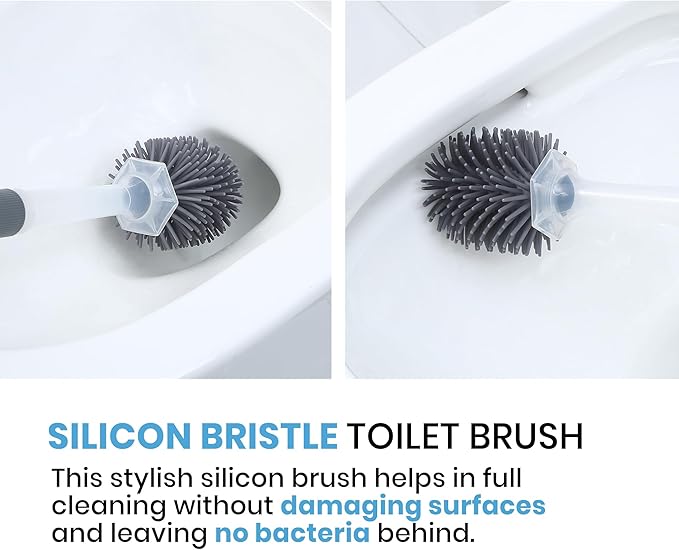 Toilet Brush &amp Plunger Set - Toilet Bowl Brush and Holder Refillable Liquid Dispenser Brush - 2 in 1 Silicone Toilet Brush &amp Plunger Set for Bathroom