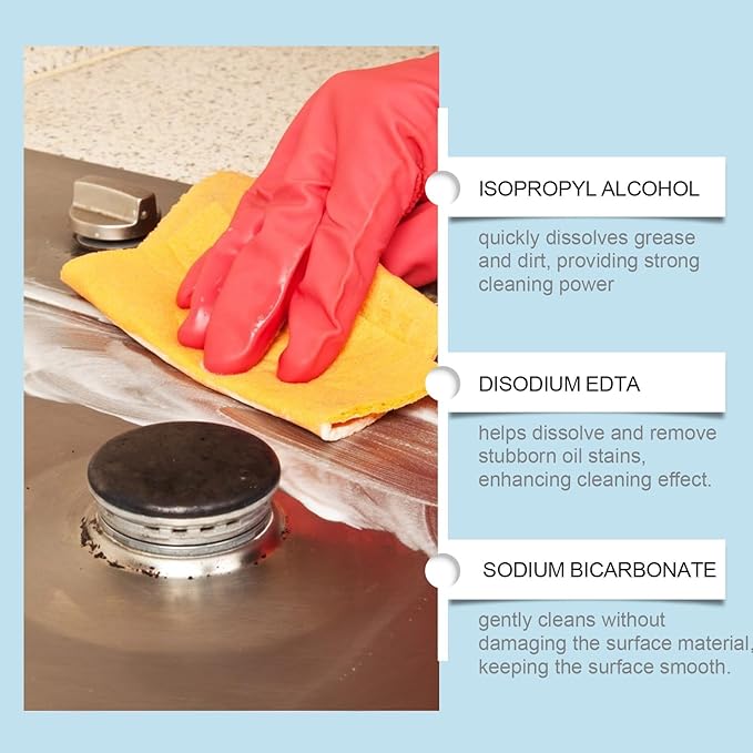 Kitchen Grease Cleaning Sheets Multi-Purpose Degreaser For Stovetops &amp Surfaces Fast Dissolving(2PCS)