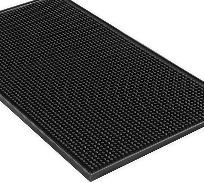 Large Rubber Bar Mat 24x12 1cm Thick Durable Non-Slip Bar Mats for Bartending Spill Mats for Counter TopKitchen Coffee Bar Restaurant Dish Drying Mat Glass Drying Mat 2 Packs Black