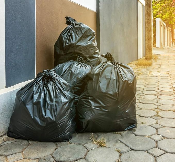 Veska Contractor Garbage Bags 55 Gallon 3 MIL Heavy Duty (MegaValue 50 Bags w/Ties) Contractor Trash Bags 50-60 Gallon 3 Mil Contractor Bag Heavy Duty 55 Gallon Extra Large Industrial Contractor