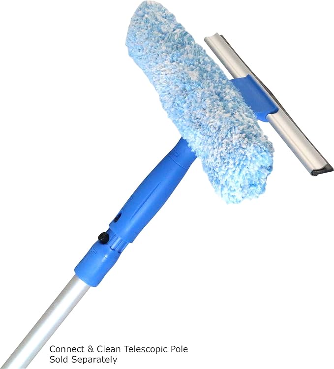 Unger Professional 2-in-1 Squeegee and Scrubber 14” Window Cleaning Tool with Streak-Free Results Commercial and Residential Use Microfiber Sleeve to Clean without Scratching