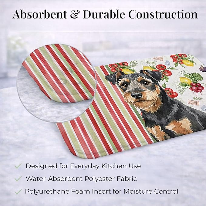 Caroline's Treasures Black and Tan Lakeland Terrier Vegetables Dish Drying Mat Absorbent Dish Drying Mat Pad for Kitchen Counter Dish Drainer Mat for Countertop 14 x 21 Multicolor