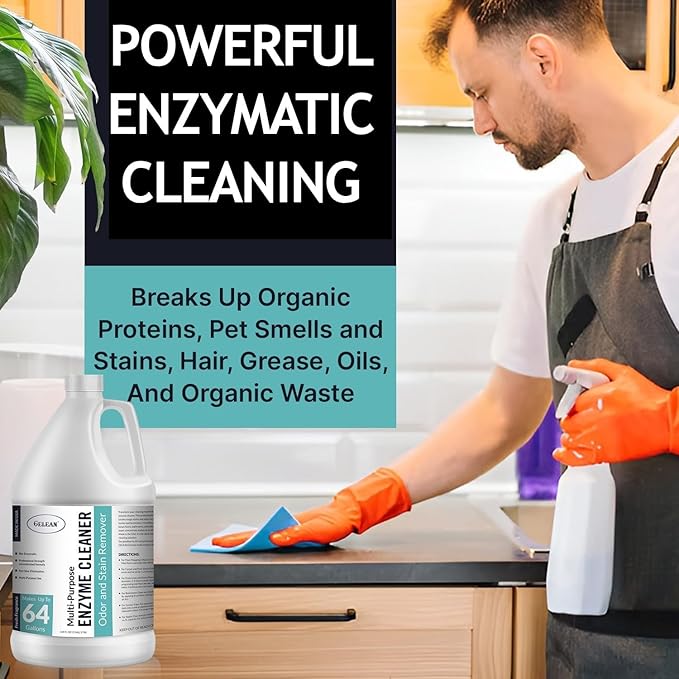 Multi-Purpose Probiotic Enzyme Cleaner Made in USA - Pet Stain and Odor Remover - Concentrated - Professional &amp Home Strength Drains Floors Bathrooms Toilets Trash Can (1 gallon Fresh fragra