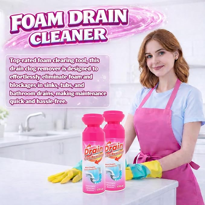 Foaming Drain Cleaner Sink Cleaner and Deodorizer Wild Tornado Drain Clog Remover for Kitchen Sinks Shower Drains Tubs (2pcs)