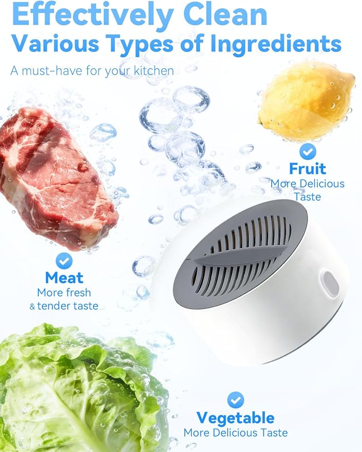 ERYNA Vegetable Cleaner Vegetable Cleaner 3-Minute Clean Home Produce Sanitizer with Electrolysis Purifier Technology Portable Wireless Fruit Washer for Washing Fruits Vegetables Meat (3PCS)