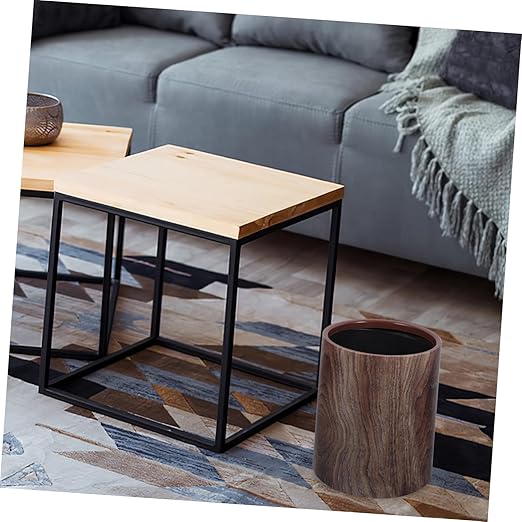 Imitation Wood Grain Capacity Trash Can for Home and Office Versatile Wastebasket for Bathroom Kitchen and Utility Room Lightweight and Easy to Clean Rubbish Bin
