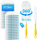 50 Count Disposable Duster Refills for Swiffer Dusters with 1 Handle - 360° Multi-Surface Larger Size Feather Dusters Dusting Kit for Cleaning Home Furniture Blinds and Ceiling Fans