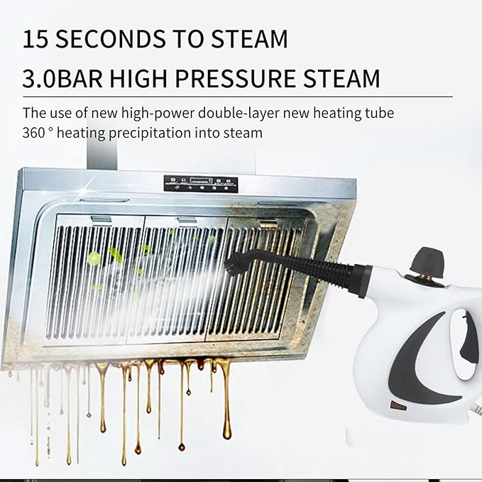 SteamerSteam CleanerPressurized Handheld Multi-surface Natural Steam Cleaner110v Compact Steam Cleaner for Home to Clean Kitchen Counters Stoves Bathroom Sinks and Dining Tables