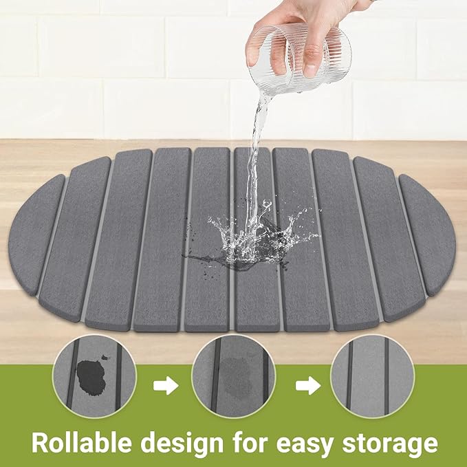 Quick Dry Stone Mat Stone Drying Mat for Kitchen Counter Large Dish Drying Mat - Diatomaceous Earth Dish Drying Mats Modern Fast Dry Pad for Bathroom 24x16 DarkGray