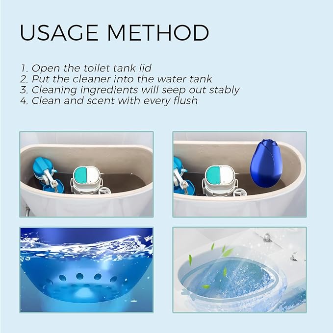 pistro Automatic Toilet Bowl Cleaner - Crazy Clean with Light Fresh Scent - Bathroom Tank Blue Cleaner - Slow-Releasing Deodorizer &amp Descaler (1 pc)