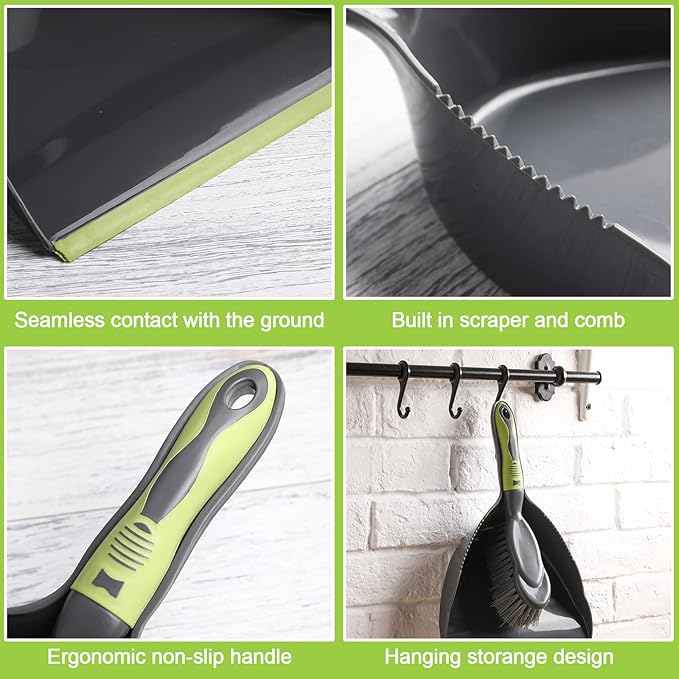 Zopeal 6 Set Dust Pan and Brush Set Small Dustpan with Broom Handheld Angle Broom and Dustpan Set for Home Room Kitchen Car Office Lobby Indoor Floor Cleaning