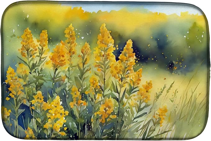 Caroline's Treasures DAC1681DDM Nebraska Goldenrod in Watercolor Dish Drying Mat Absorbent Dish Drying Mat Pad for Kitchen Counter Dish Drainer Mat for Countertop 14 x 21 Multicolor