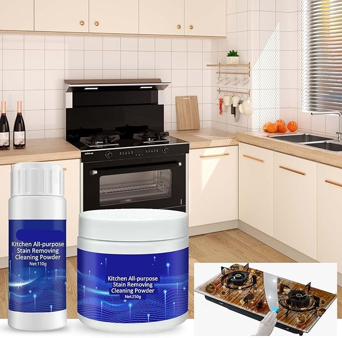 Powerful Kitchen Cleaner - Degreaser For Stove Cookware - Rust &amp Stain Remover Safe For Surfaces(3PCS)