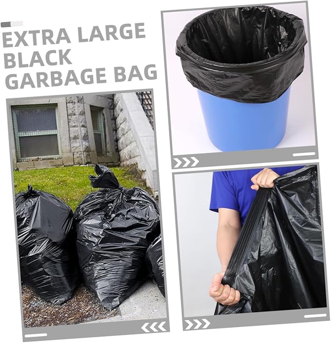 Extra Large Black Trash Bags 80x100cm 50pcs Heavy Duty Contractor Kitchen Garbage Bags for Outdoor Lawn Commercial Use