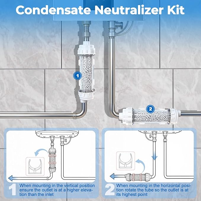 Condensate Neutralizer Kit Compatible with Rinnai 804000074 High-Efficiency Boilers and Tankless Heaters Acidic Condensate Neutralizer