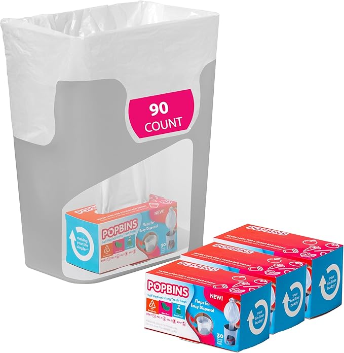 Trash Bags - Small Garbage Bags Clear Trash Can Liners for Bathroom Bins Bedroom Office &amp Kitchen Waste Multi-Purpose Household Wastebasket Cleaning Supplies - 4 Gallon Pack of 3