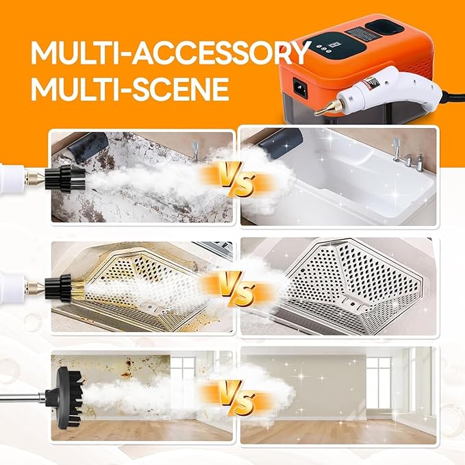 15s Fast Heating Steam Cleaner 9-Level Adjustable Handle Portable Steamer for Cleaning Steam Cleaner for Home Use Floor Cleaning Kitchen Bathroom Grout and Car (No Accessories)