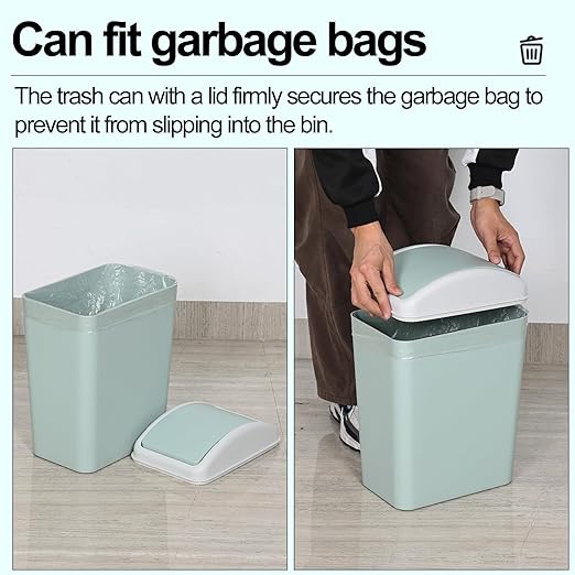 4.2 Gallon Compact Plastic Bathroom Trash Can Swing Kitchen Garbage Bin (Green)