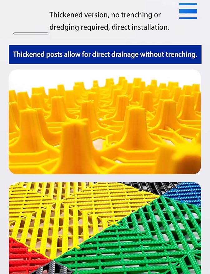 Trench Drainage GrateDrain Covers OutdoorInterlocking Tiles for Water Management in Garages Patios and Gardens - Easy DIY Flooring Solution(Yellow10pcs40x40x3cm)