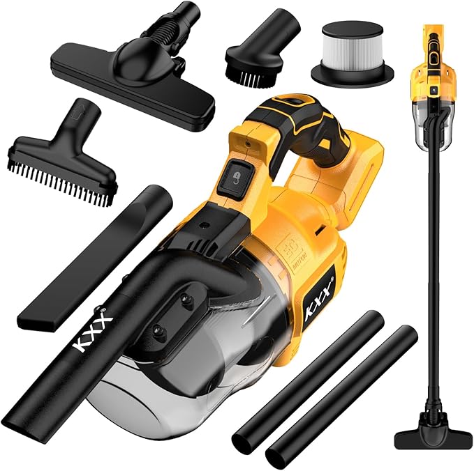 Cordless Vacuum for Dewalt 20V Battery 5 in 1 Handheld Electric Vacuum Cleaner with 500W Powerful Motor 46 CFM Portable Hand Vacuum with Filtration HEPA for Floor Carpet Car (Battery Not Included)