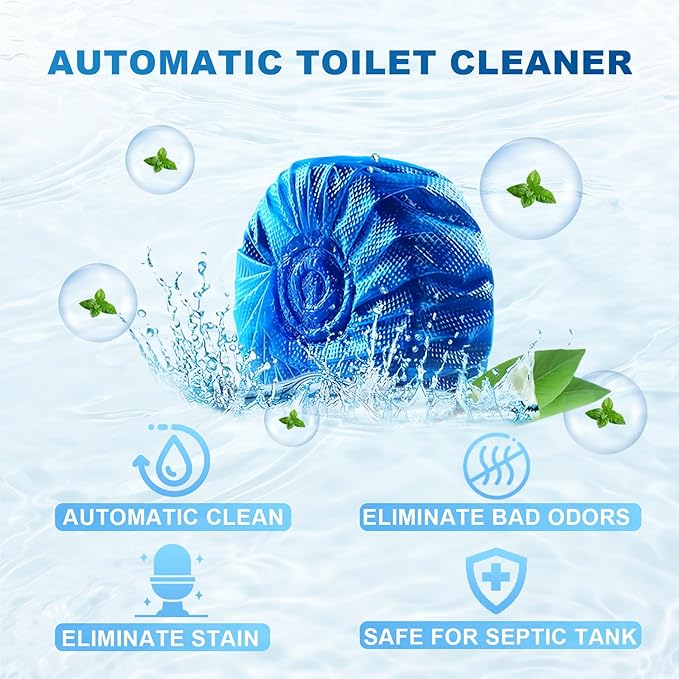 Toilet Bowl Cleaner Tablets 40 Pcs Septic Safe Automatic Toilet Tank Cleaner with Sustained-Release Technology Powerful Long-Lasting Blue Tabs for Bathroom Stain Remover &amp Deodorizer