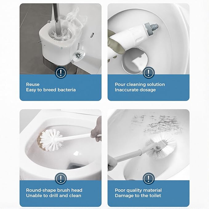 Disposable Toilet Cleaning System Toilet Brush with Holder and 18 Pre-Loaded Refill Heads Multi-Surface Cleaning Tool for Toilet Sink Bathroom Glass &amp Floor (Lavender)