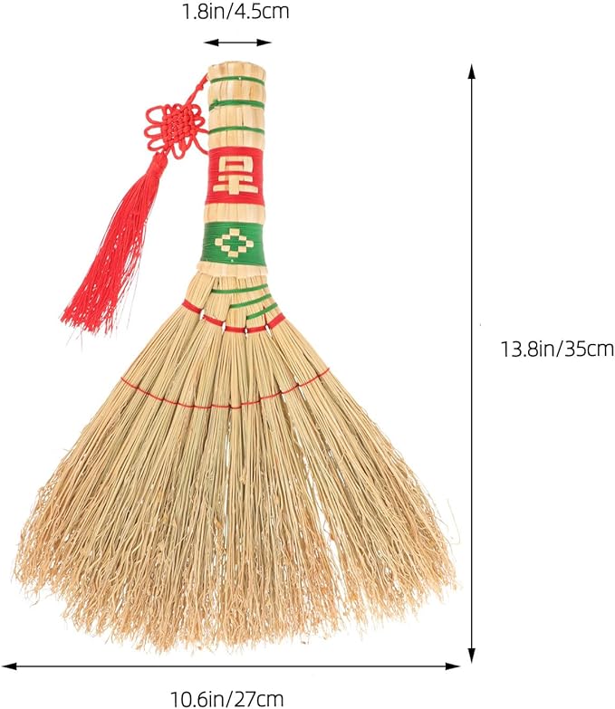 Ciieeo Small Handheld Bed Broom with Short Handle Natural Sorghum Bristles Dust Brush for Home Cleaning Sofa and Car Sweeping Lightweight Household Woven Hand Broom