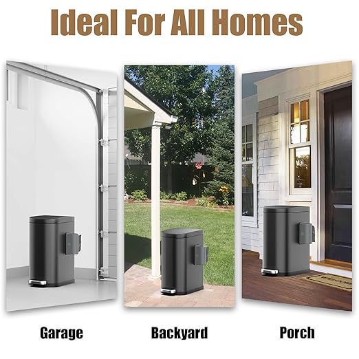 Dog Poop Trash Can Outside with Odor Control Lid &amp Step Pedal 3.2Gal Stainless Steel Outdoor Trash Can Waterproof Dog Waste Container - Includes 3 Carbon Filters &amp Bin Bag Holder