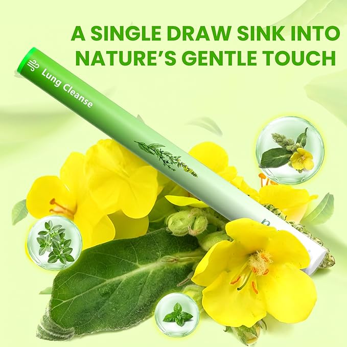 Herbal Diffuser Pen Lung Cleanse Diffuser with Mullein Thyme &amp Mint for Better Breathing All Natural Swap - 600 Uses 6 Diffusers 2 Packs