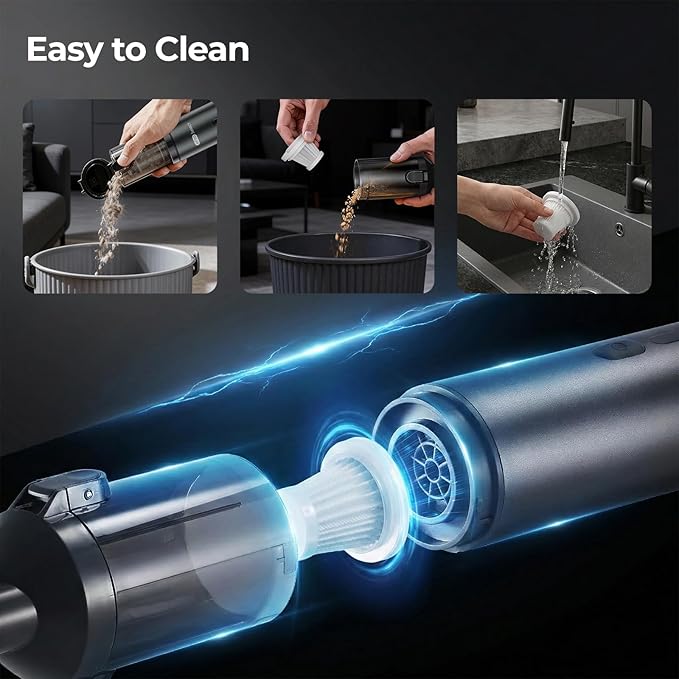 Apical Life Handheld Vacuum Cleaner EV1396 Cordless 100W 16000Pa Strong Suction with 14–24 Min Runtime Multi-Nozzle Design &amp Floor Brush for Home Cleaning Car Detailing &amp Tight Spaces
