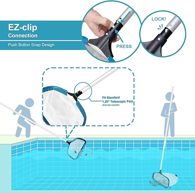 POOLWHALE Pool Net - Professional 20 Swimming Pool Leaf Skimmer Rake Aluminum Frame Deep Nylon Bag Ultra Fine Mesh Nets for Cleaning Leaves Sand Pollen Finest Debris (No Pole)