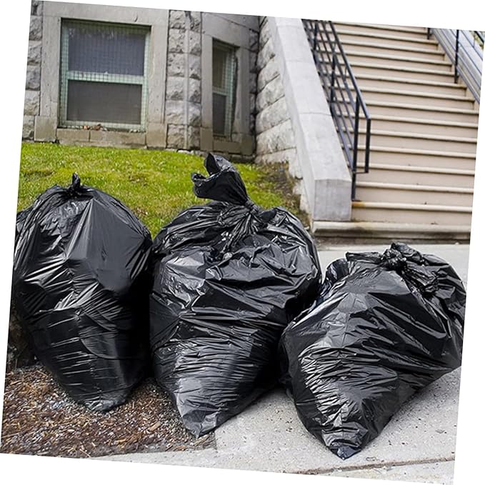 NOLITOY Extra Large Garbage Bags 50pcs 80x100cm Black Kitchen Trash Bags Heavy Duty Commercial Contractor Outdoor Lawn Waste Liners for 100l Bins