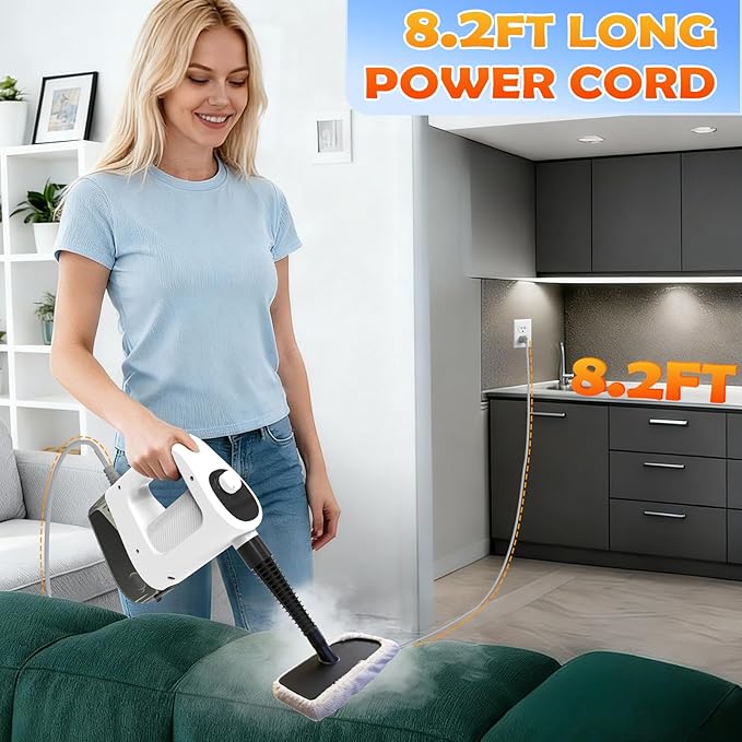 Steam Cleaner 3-Level Adjustable Handheld Steam Cleaner 15s Heat-Up 400ML Large Capacity Steamer Cleaning with 14 pcs Accessories Portable Steam Cleaner for Home for Dirt Grease TileFloor Car