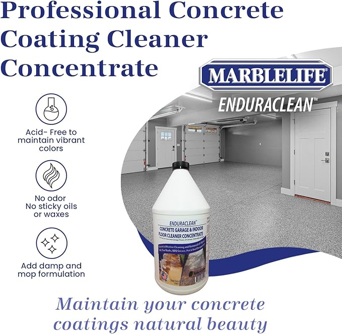 Marblelife EnduraCLEAN Garage and Indoor Concrete Floor Coating Cleaner Effective Basement &amp Garage Floor Cleaner Effective Concrete Cleaner Ready-To-Use Cement Cleaner &amp Degreaser 128 oz