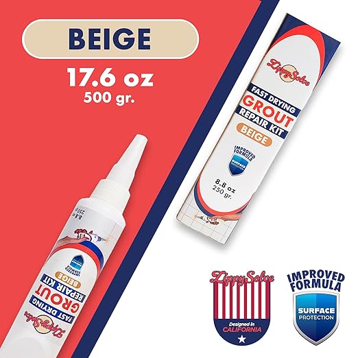 Tile Grout Repair Kit 2 Pack Grout Filler Restore &amp Renew Tile Joints Line Fast Drying Tile Grout Paint Squeeze Tube for Bathroom Shower Kitchen Floor Waterproof (17.6 oz Beige)