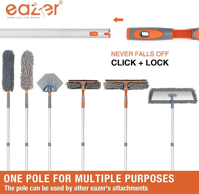 Eazer 64'' Squeegee Window Cleaner 2 in 1 Rotatable Window Cleaning Tool Kit with Telescopic Pole Window Washing Equipment with Bendable Head for Indoor/Outdoor Window and Car Glass