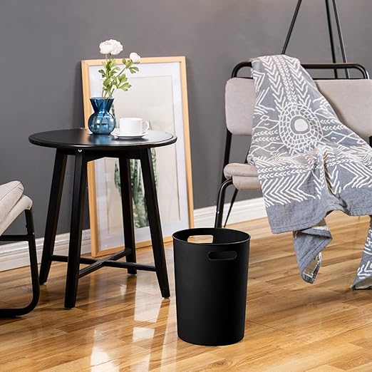 4 Pack Small Trash Can for Bathroom - 3 Gallon/12-Liter Wastebasket Round Plastic Garbage Container Bin for Bedroom Office Black.