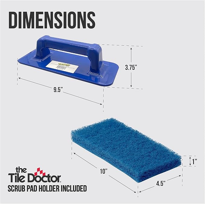 Scrub Doctor 6-Pack of 10 x 4.5 x 1 in. Large Blue Scrub Pads and Scrub Pad Holder Scrub-HLD-L-BLU-6 All-Purpose Kitchen Scrub Pads for Dishes Porcelain Sinks Tile Metal Wheels Tires and Boats