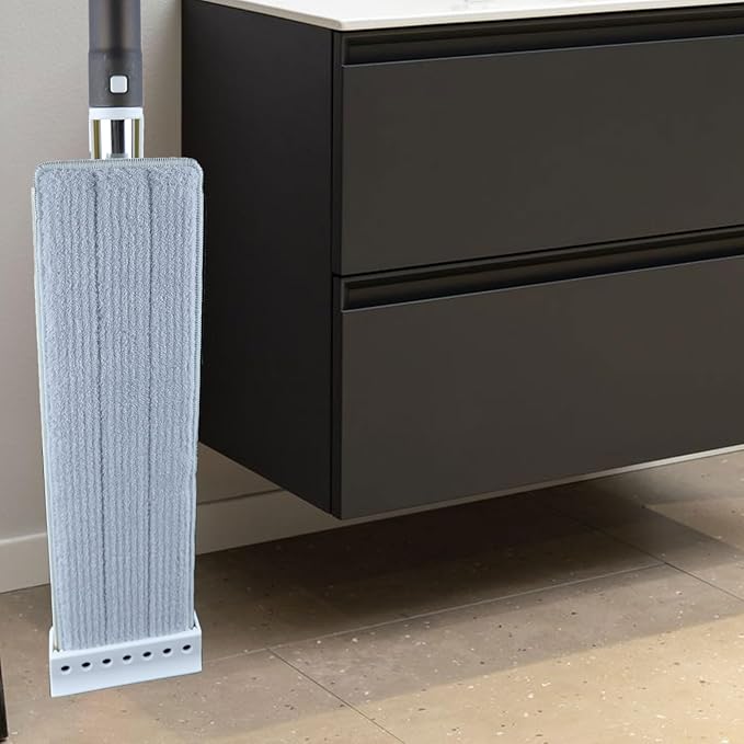 Professional Floor Mop with 360° Rotating Head 51-Inch Stainless Steel Handle White 6 Microfiber Pads 42x12cm Head for All Hard Surfaces (White)
