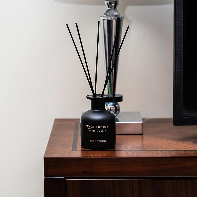 Matin Martin Wild and Spicy Reed Diffuser 5 oz - Luxury Aromatherapy with Cardamom &amp Amber - Home Decor Gift for Bedroom Office Living Room Bathroom - Long-Lasting Scent - Premium Fragrance Sti