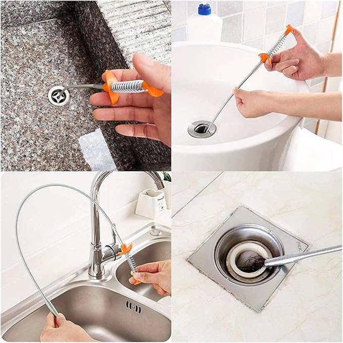 Spring Pipe Dredging Tool -60-250 Cm Drain Dredger Clog Tool for Kitchen Sink Sewer Cleaning Hook Tool (Color : 250cm -98inch)
